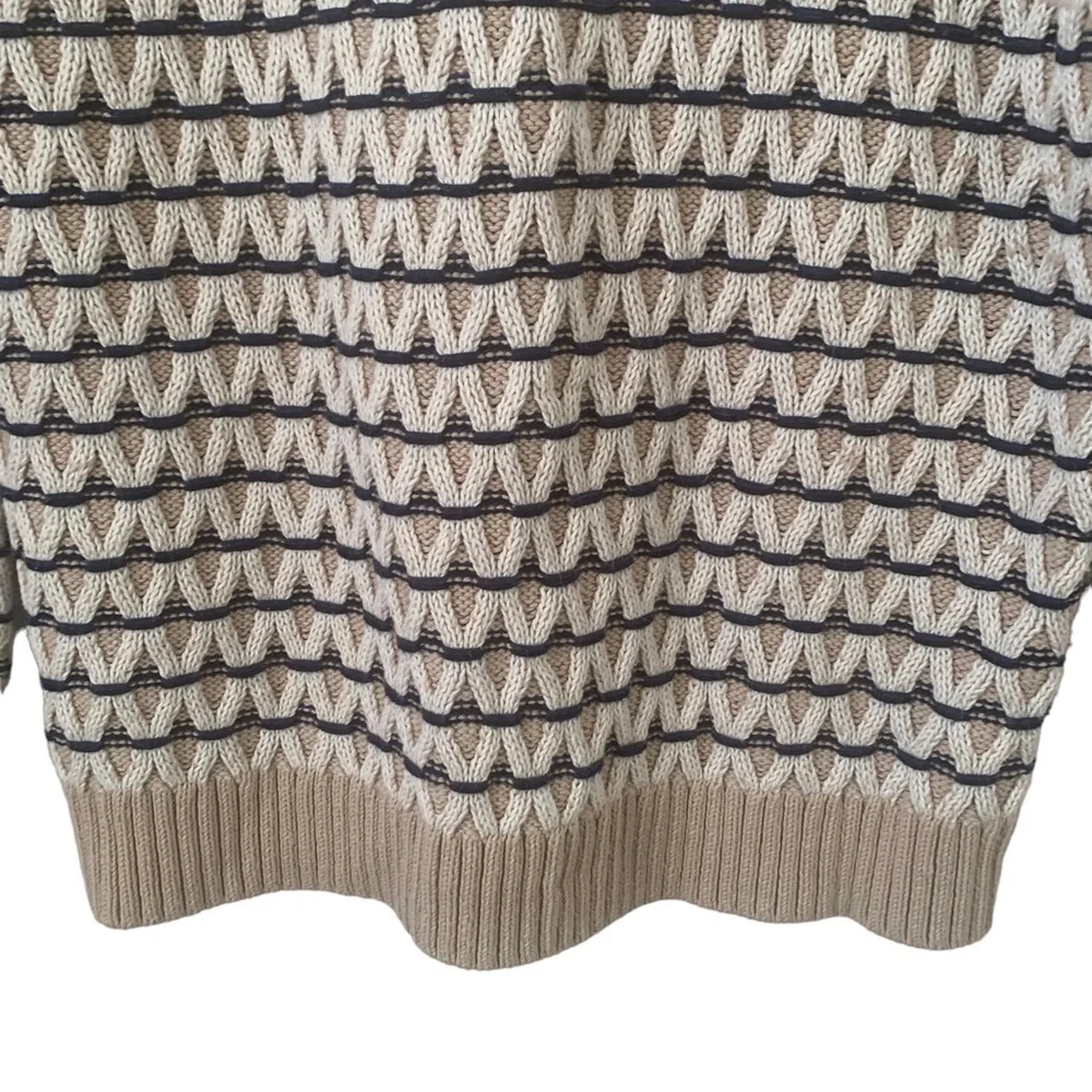 Talbots Textured Stripe Mockneck Sweater. Oyster Multi Pullover Thick Knit